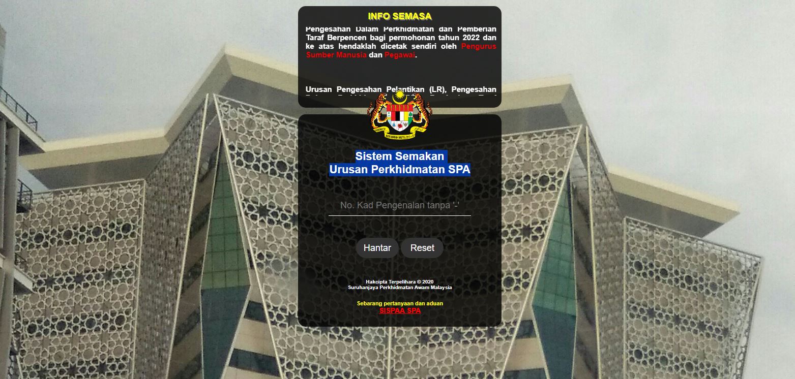 Sistem Semakan Urusan Perkhidmatan SPA